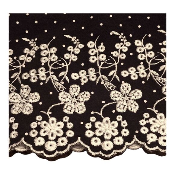 Intro Skort Embroidered Scalloped Stretch Cotton Modest Black White Polka Dot S - Picture 8 of 10